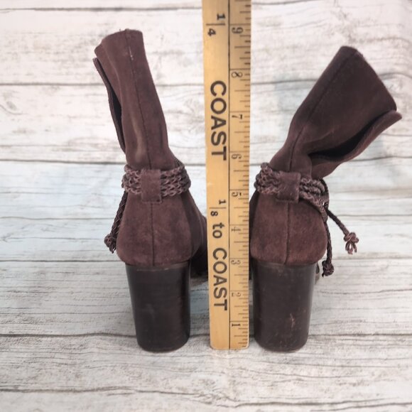 Splendid Burgundy Suede Leather Block Heel Ankle Boots Women Size 6 - Picture 4 of 8